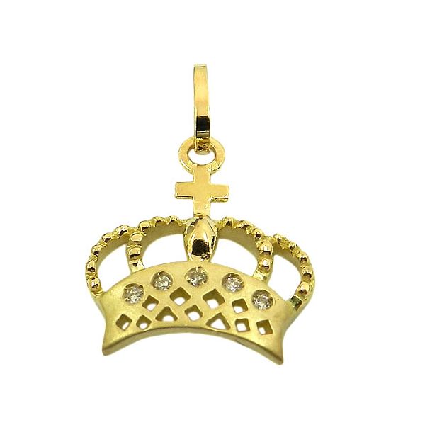 Coroa de Ouro 18K cravejado com Brilhantes 1.2g