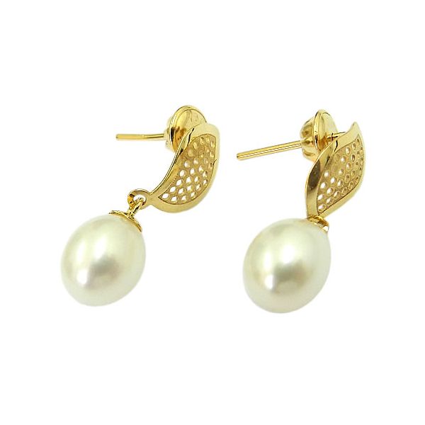 Brincos em Ouro 18K de Pérolas Naturais 2.1g 20mm