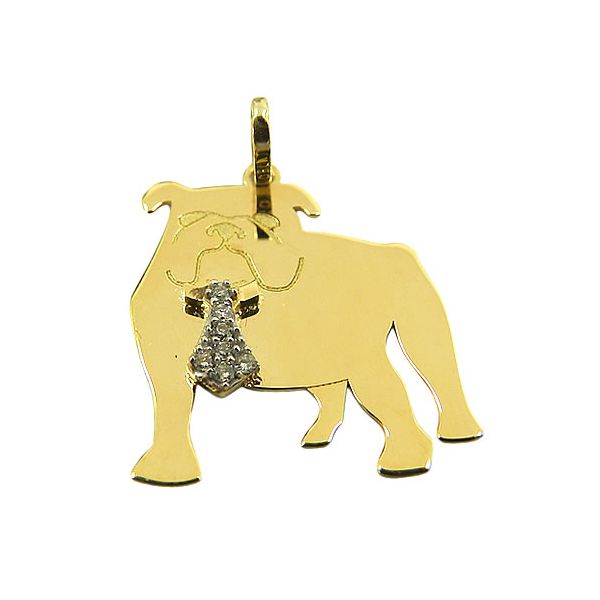 Pingente de Cachorro Ouro 18K cravejado com Brilhantes