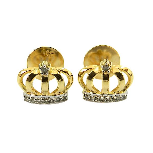 Brinco Coroa de Princesa em Ouro 18K com 16 Brilhantes