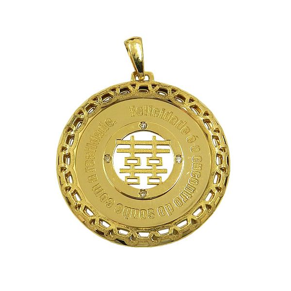 Mandala Felicidade em Ouro 18K com 4 Brilhantes 