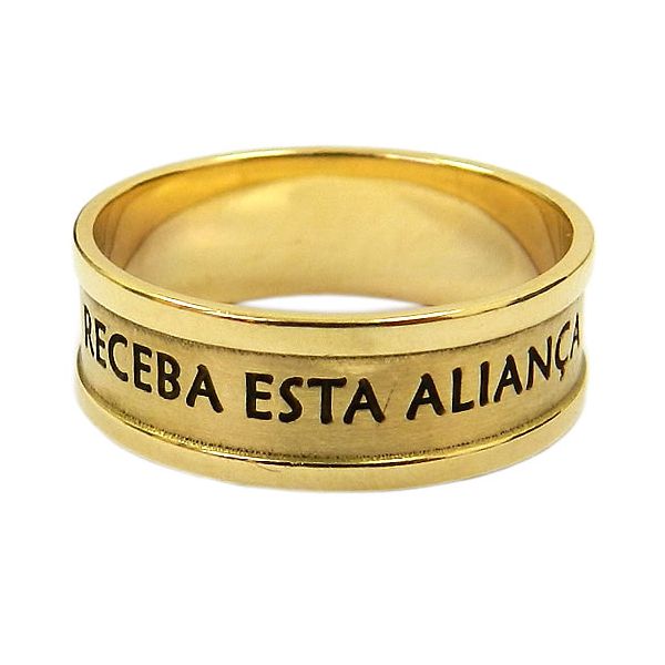 Anel Aliança em Ouro 18K com gravação externa