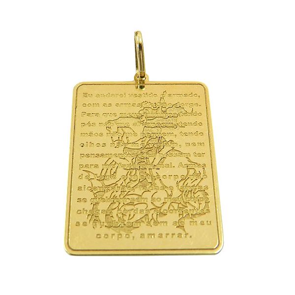 Medalha com Oração de São Jorge em Ouro 18K