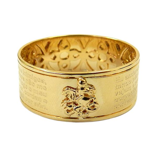 Anel Oração de São Jorge em Ouro 18K