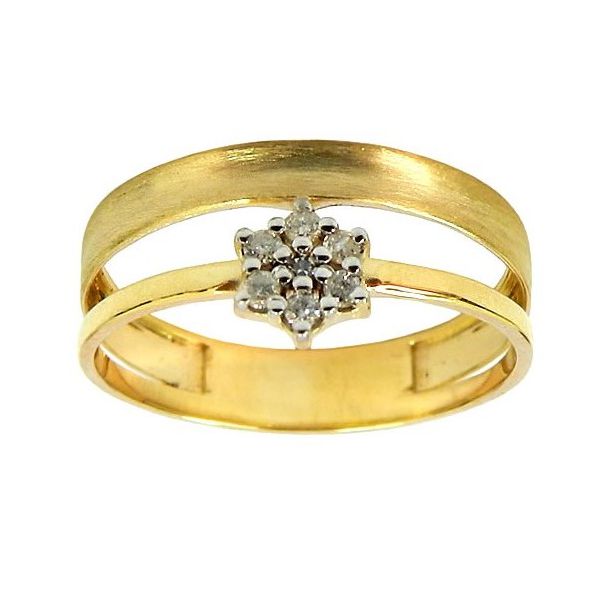 Anel Chuveiro em ouro cravejado com 7 Brilhantes 9.0mm