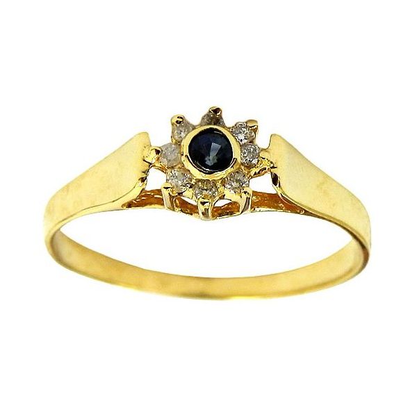 Anéis de Ouro com 8 Diamantes e 1 Safira Azul Preço