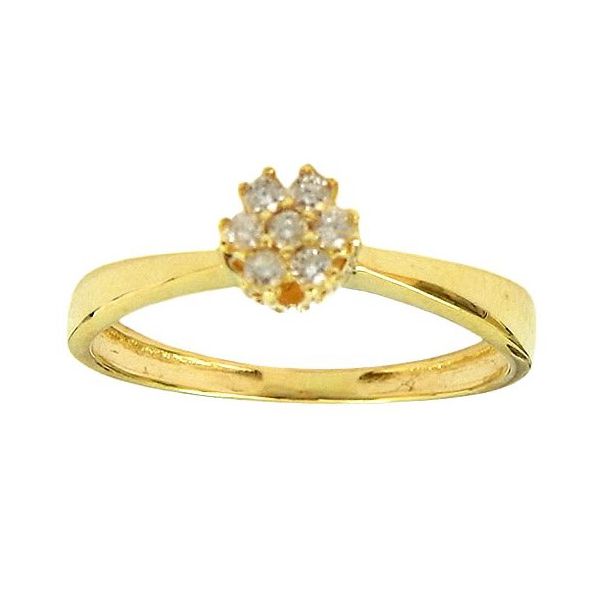 Anel Chuveirinho de Flor em Ouro 18K com Diamantes