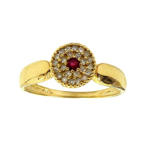 Anéis Femininos Ouro 18K cravejados com Diamantes e Rubi 