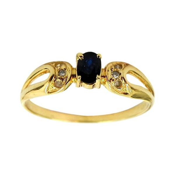 Anel de Ouro 18K Feminino com Brilhantes e Safira Azul