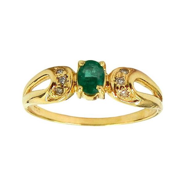 Anel de Ouro 18K Feminino com Brilhantes e Esmeralda