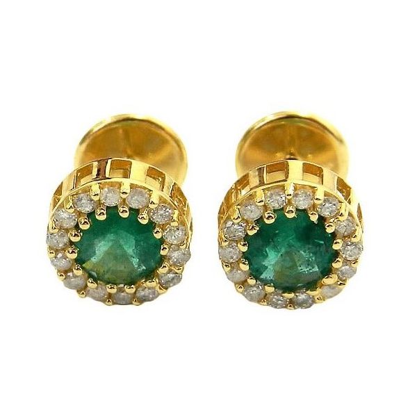 Brinco em Ouro 18K com Diamantes e Esmeraldas 8.0mm