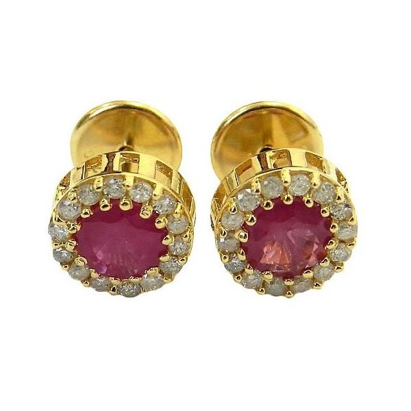 Brinco Chuveiro em Ouro 18K com Diamantes e Rubis 2,2g