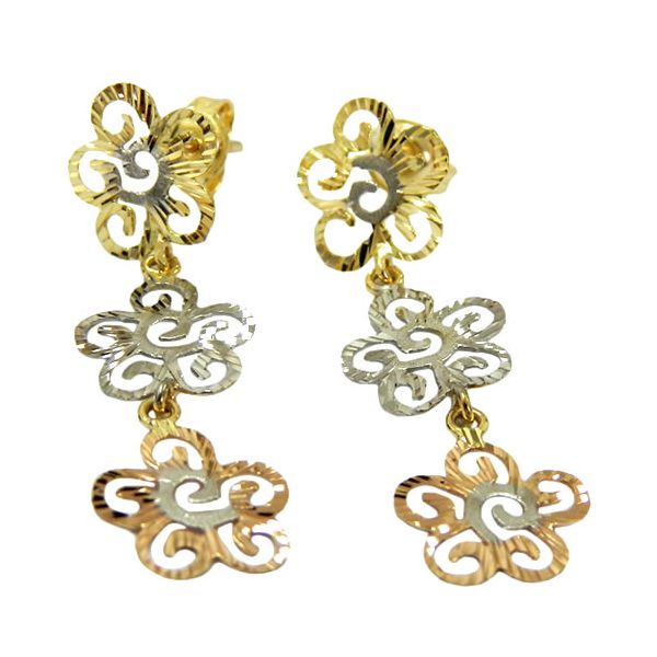 Brincos de Flores em Ouro 18K