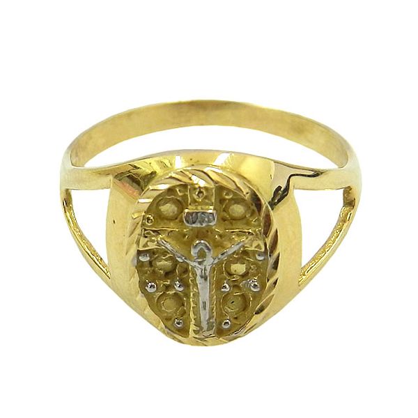 Anel de Ouro 18K Cristo Crucificado 