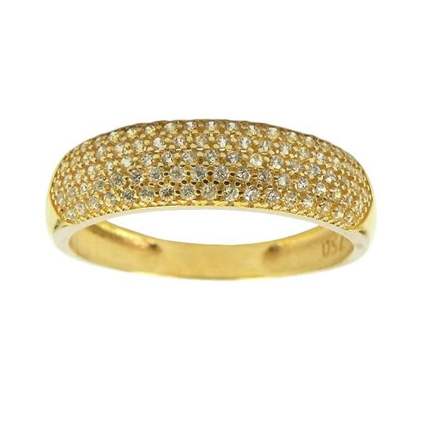 Anel Pavê de Ouro 18K com Zirconia
