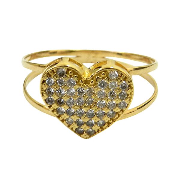 Anéis de Coração em Ouro 18K 0750 cravejados com Zircônia