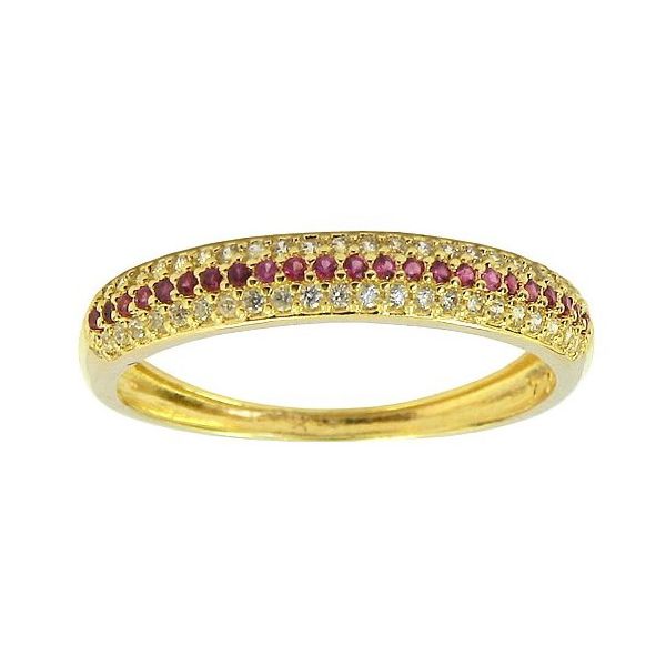 Meia Aliança em Ouro 18K com Pedras de Zircônia