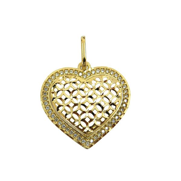 Pingente Coração em Ouro 18K com Zircônia