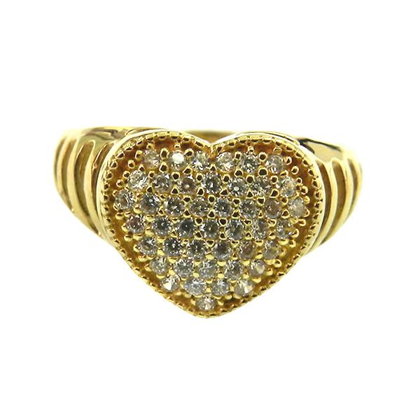 Belíssimo Anel em Ouro 18K com Coração Cravejado de Zircônias