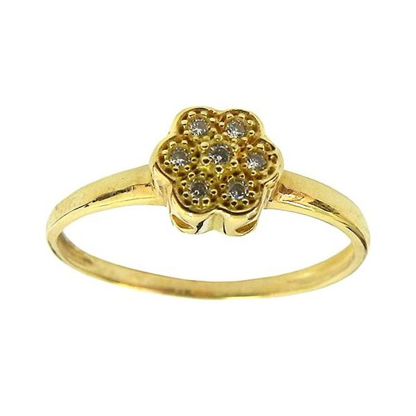 Anel Chuveiro Flor Ouro 18K cravejado com Zircônias