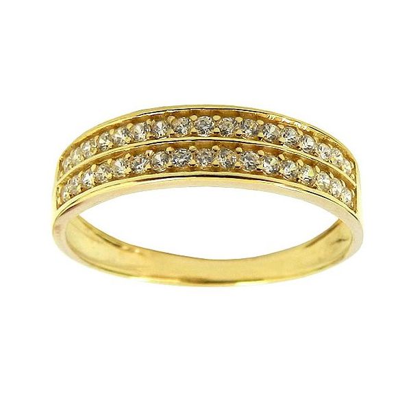 Meia Aliança Ouro 18K com Brilhantes Sintéticos