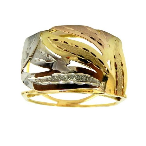 Anel de Ouro Amarelo Ouro Branco e Ouro Rosê 18K