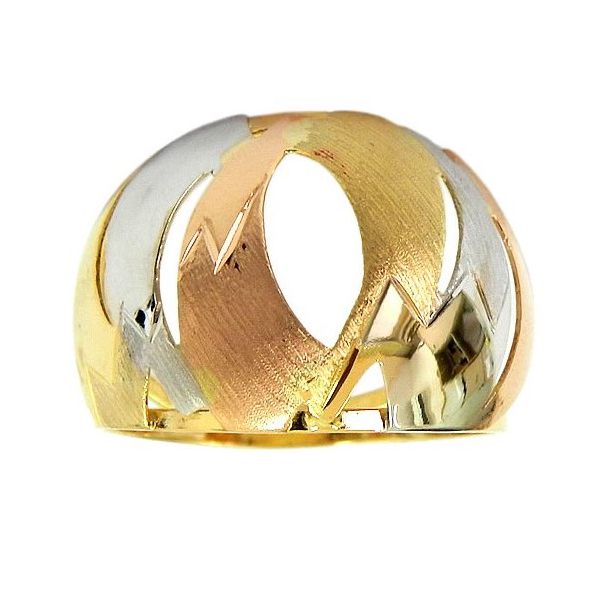 Anel de Ouro 18k Feminino em três Cores Largo 16.5mm