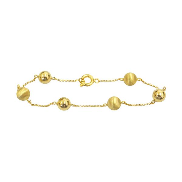 Pulseira de Bola Polida e Fosca Ouro 18K 8mm
