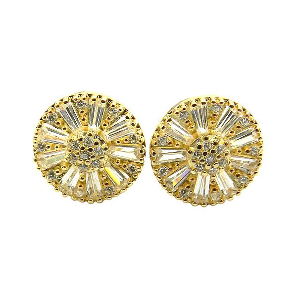 Brincos em Ouro 18Pizza de Zircônias 2.6g e 10.0mm