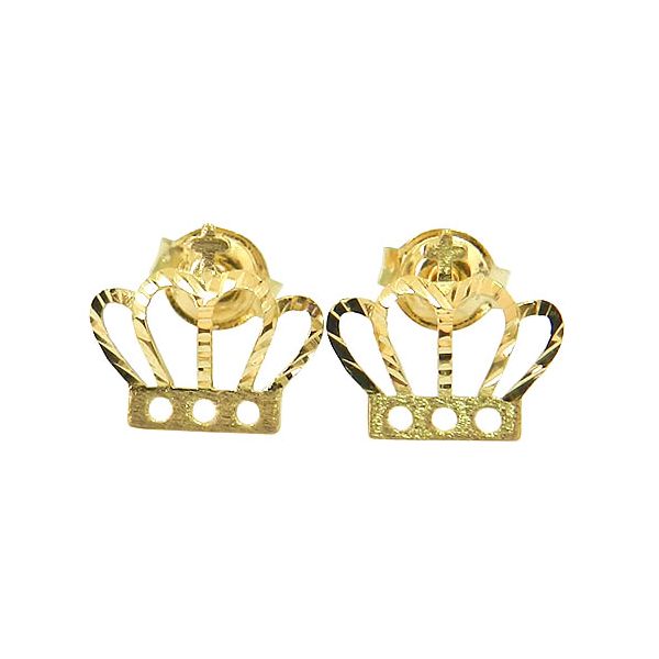 Brinco Coroa de Princesa Ouro 18K Diamantado