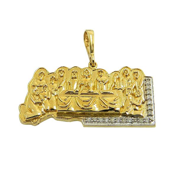 Pingente Santa Ceia em Ouro 18K com Brilhantes