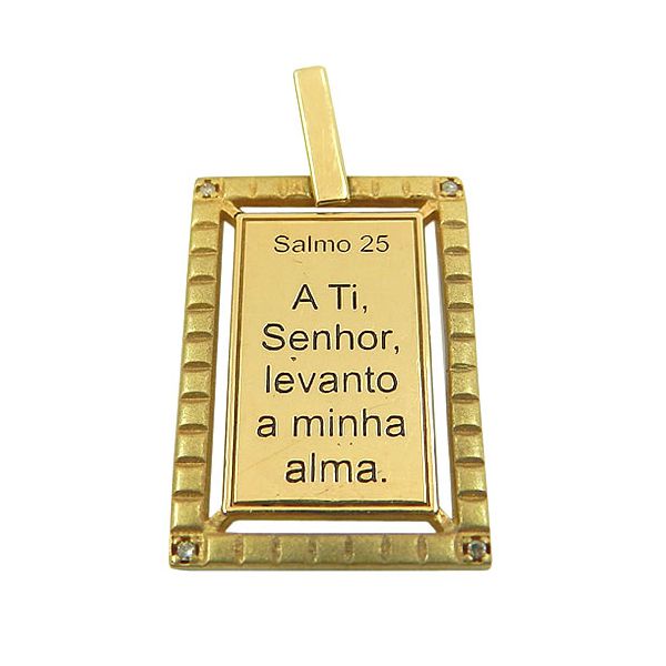 Pingente Salmo 25 em Ouro 18K com Brilhantes