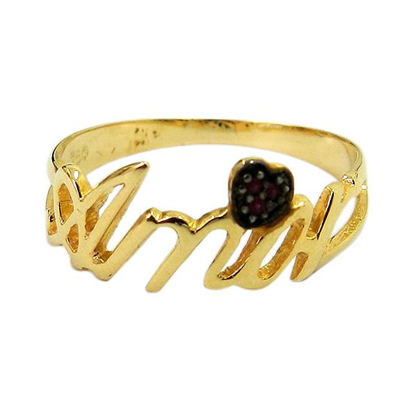 Anel Amor em Ouro 18K com Rubis 