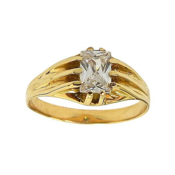 Anel Retangular em Ouro 18K com Zircônia 5.1g