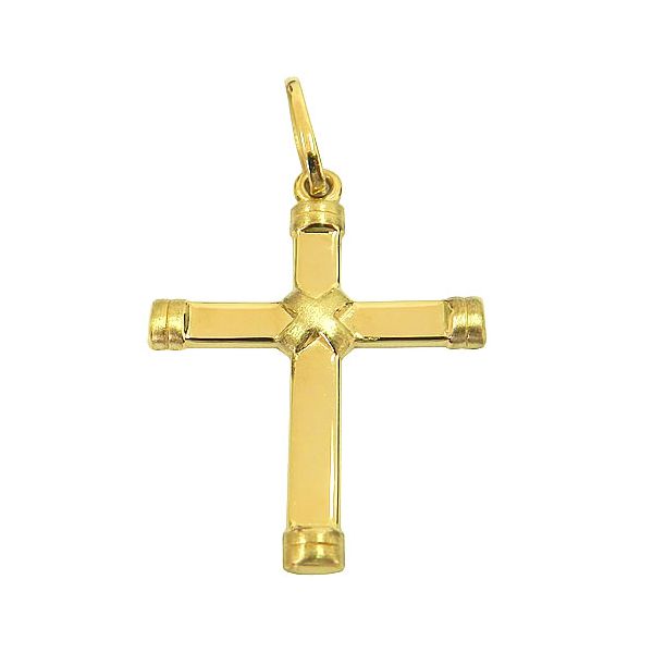 Pingente Cruz de Ouro 18K Polido e Fosco