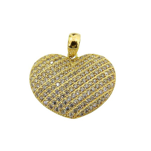 Pingente Coração em Ouro 18K cravejado com Zircônias