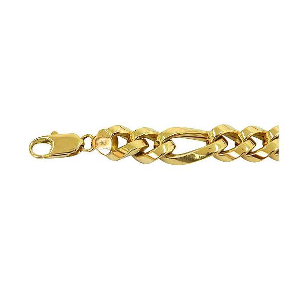 Pulseira Unissex Elo Fígaro 3x1 Ouro 18K 0750