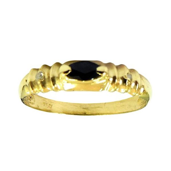 Anel de Ouro com Safira Azul e Brilhantes