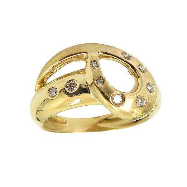 Anel Feminino de Ouro com Brilhantes Polido e Fosco
