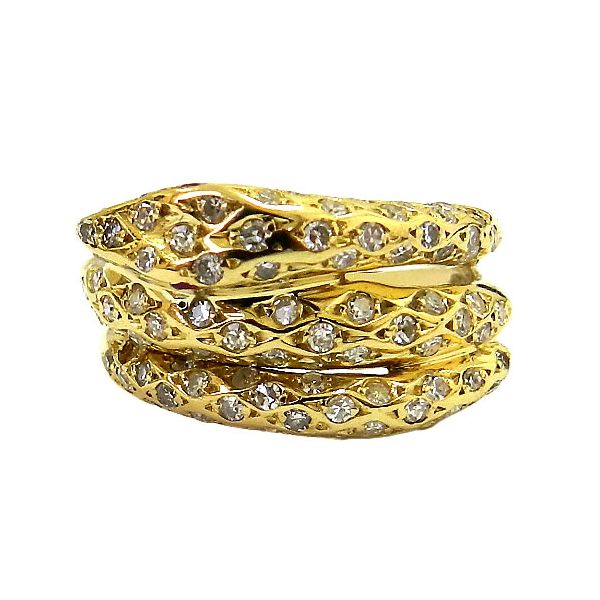 Anel de Serpente em Ouro 18K com Brilhantes e Rubis