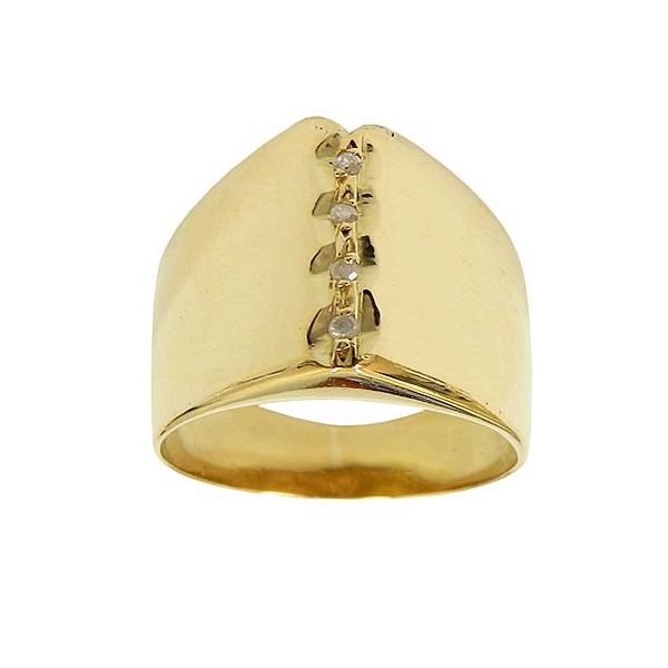 Anel Largo de Ouro 18K com Brilhantes