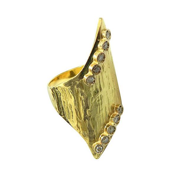 Anel Design Italiano em Ouro 18K com Brilhantes