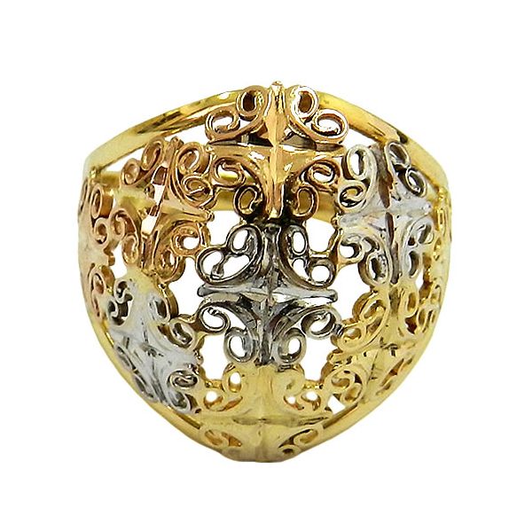 Anel Boleado 3 Tons de Ouro 18K 0,750