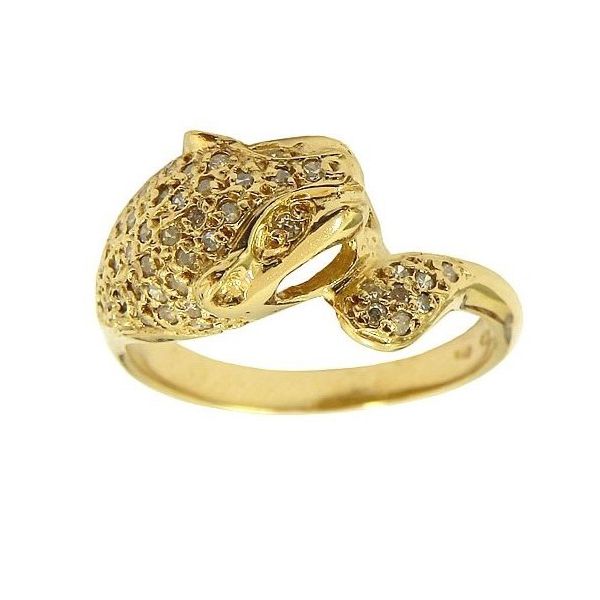 Anel Feminino de Ouro com Brilhantes Pantera
