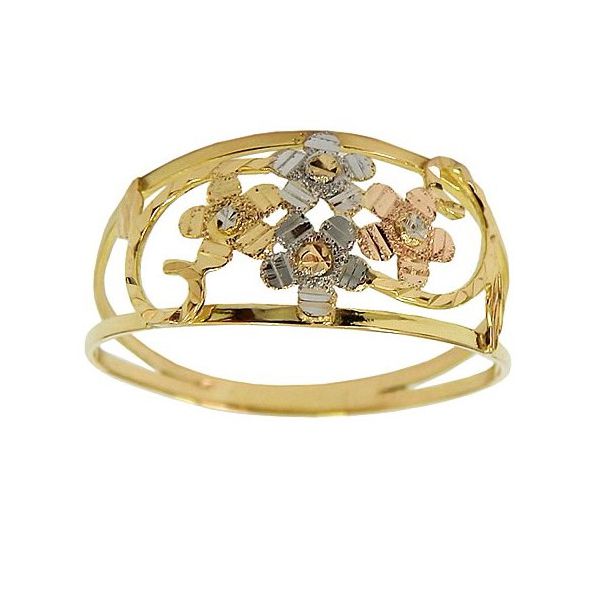 Anel Feminino Fabricado em Ouro 18K Flores