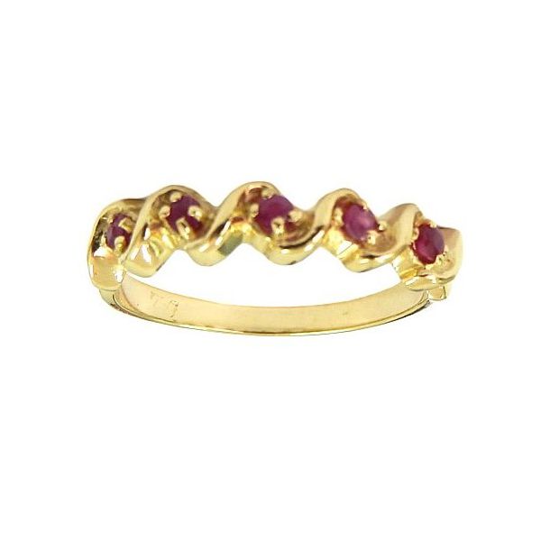 Meia Aliança Ouro 18K com Rubis