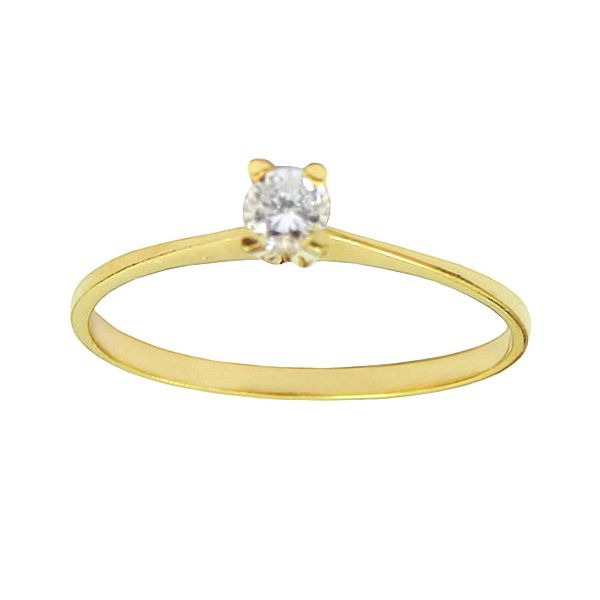 Anel Solitário de Ouro 18K com Diamante