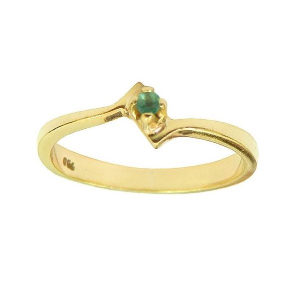 Anel Solitário de Ouro 18k com Esmeralda
