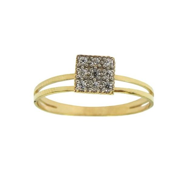 Anel de Ouro 18k com Zircônia Chuveiro Quadrado 