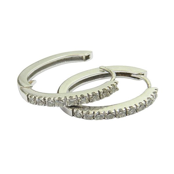 Brinco de Argola Click em Ouro Branco 18K com Brilhantes 